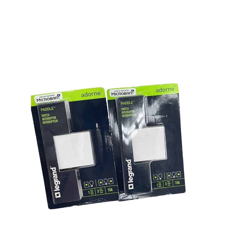 Legrand Adorne Paddle Switch 15A White Finish ASPD1532W4 1-Pole 3-Way 2-Pack